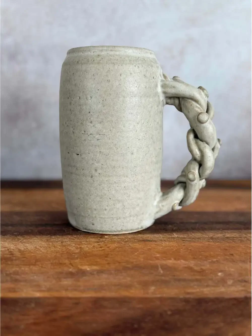 Vintage Sculptural Handle Stoneware Mug | Studio Pottery Coffee Cup | Organic